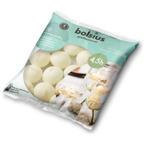 Velas flotantes Bolsius BAG 4,5 h 20 unidades color crudo