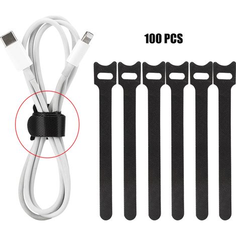100 Kabelbinder für Telefon-, Kopfhörer- und Mauskabel, mit Schutzaufwickler (1/5)