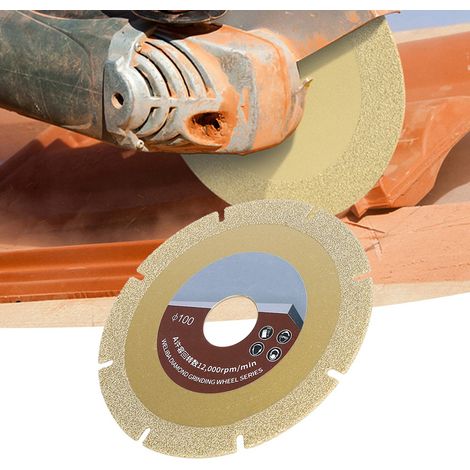 Disque de découpe diamanté 100mm, meule à tronçonner 60 mesh, lame circulaire titane plaqué pour marbre, machine à couper pierre, disque à poncer multi-usage. (1/5)