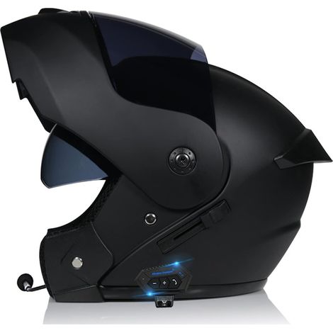 Casque de moto modulaire Bluetooth, modulable, à double visière, unisexe