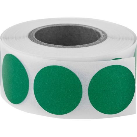Rouleau de 500 étiquettes adhésives rondes vertes25mm (1/4)