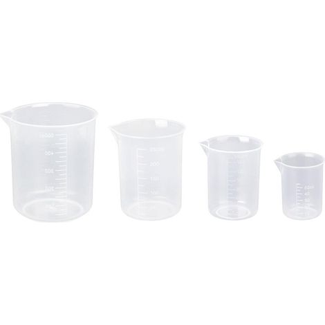 MINKUROW 4pcs Messbecher Werkzeug, durchsichtiger Kunststoff Labor Messbecher 50ml 100ml 250ml 500ml (klar)
