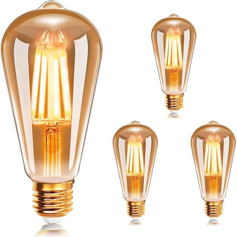 3er-Pack – E27 ST64 Filament LED – Vintage 4W 2200K Warmweiß – 400 lm entspricht 40W – Retro Edison Lampe