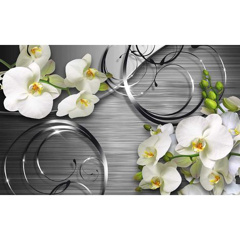 Tableau fleurs orchidées et clés de sol - 80x50 cm (1/5)