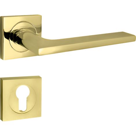 domino Türgriff Drückergarnitur PZ - Profilzylinder Set quadratische Rosette Türklinke für Zimmertür, Bürotür, Kellertür & Innentür Türbeschläge aus Aluminium Messing LINEA-QR M1 (1/5)