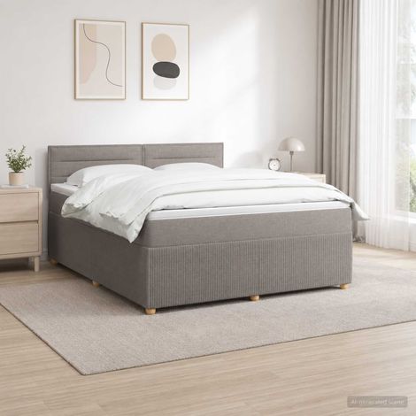 vidaXL Lit boxspring avec matelas Taupe 140 x 200 cm Tissu (1/5)