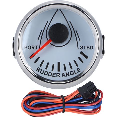 Indicateur universel d'angle de gouvernail de bateau, 52mm, Signal 0-190ohm avec capteur, jauge de rétro-éclairage 9-32V pour yacht, cadran blanc, couvercle argenté