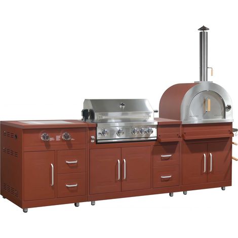 Cuisine d'extérieur 3 éléments de cuisson brique