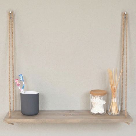 Estante Trocchia, hecho a mano, madera de abeto, acabado natural, 60x2x13h cm, marrón natural (1/5)