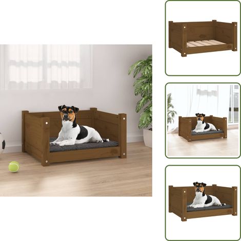 The Living Store Cuccia per Cani Ambra 55,5x45,5x28 cm Legno Massello di Pino - Cuccia per cani marrone ambra