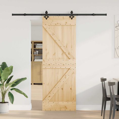 vidaXL Porta scorrevole NARVIK Naturale e Nero 70 x 210 cm (213,5
