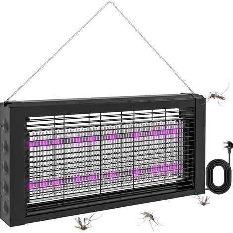 Lampe Anti-Moustiques Intérieur 8W avec Chaîne et Filet de Protection, 49x6x25 cm, Noir (1/5)
