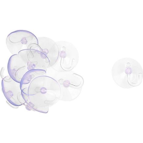 Crochet à ventouse en PVC transparent bleu de 40 mm (lot de 12). (1/5)