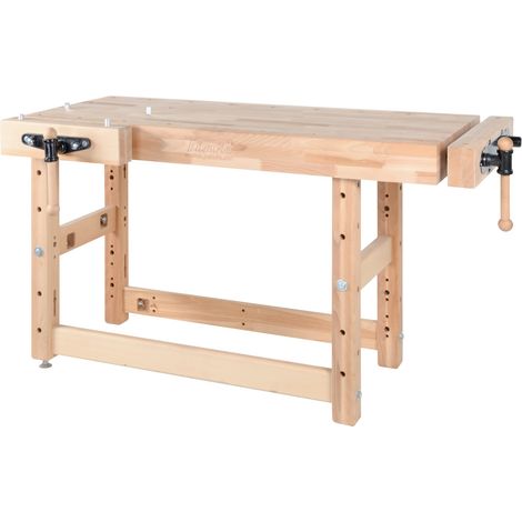 AUTRES Établi menuiserie 1500 mm - Plateau hêtre 120 mm - Étaux double broche