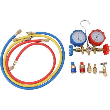 Manomètre de pression de climatisation R410 22 134A, kit de manomètres de diagnostic 3 voies pour charge de fréon (1/5)