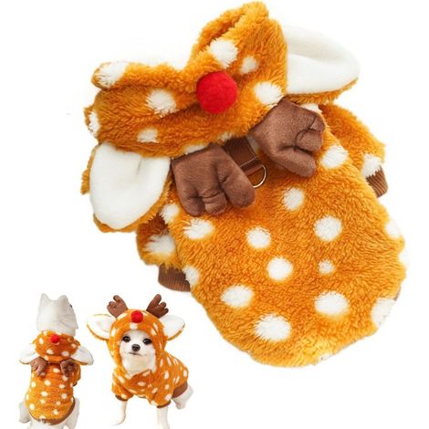 1 Déguisement renne, oreilles élan, nez rouge, combinaison capuche, Noël chien chat photo (1/5)