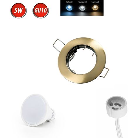LED Line® Einbaustrahler GU10 Einbaurahmen Ø65mm Bohrloch Aluminium inkl. GU10 5W Warmweiß 350 Lumen LED Leuchtmittel Patin Rund (1/5)
