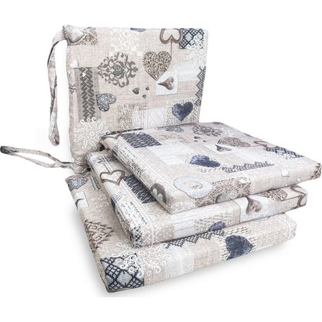 COPRISEDIA morbidone TESSUTO LONETA Tirolese SHABBY Beige CUSCINO SEDIA sfoderabile