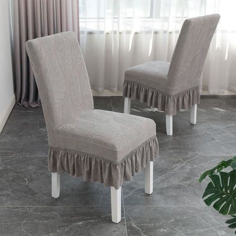 Housse De Chaise, 4 - Piece Restaurant Jacquard Jupe Élastique Housse De Chaise (Gris) (1/4)