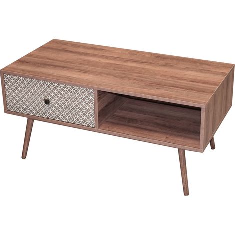Table basse 1 tiroir à motifs géométriques et 1 niche BAOBAB (1/4)