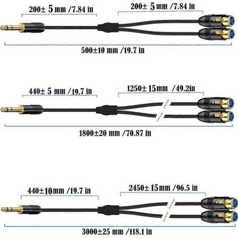 Câble Répartiteur Y - XLR Femelle Double Vers Jack TRS Mâle 6 35 Mm - Pour Tables De Mixage Et Équipements Audio - 3 M (1/5)
