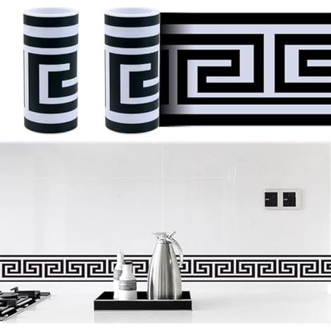 2 pièces de bordure adhésive en PVC 10 cm x 240 cm, imperméable et amovible, pour crédence de cuisine, salle de bain, chambre et salon. (1/5)