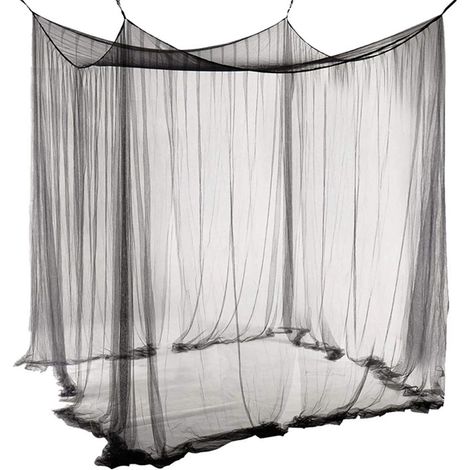 Anti-moustiques d'été pour l'extérieur, rideaux couvre-lit noirs respirants, tente à quatre portes, anti-moustiques, 190210240cm (1/5)