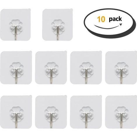 Patère adhésive transparente pour serviettes et torchons - 10pcs (1/4)