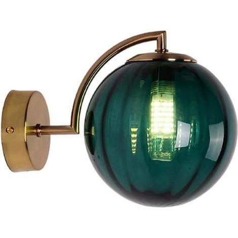 Vert Applique murale de fond de salon applique murale à boule de verre coloré moderne simple allée chambre lampe de chevet (ampoule