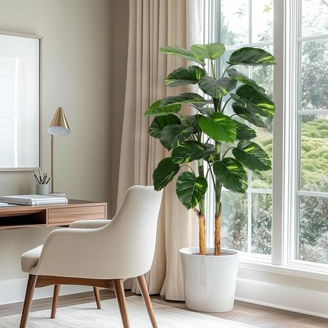 150cm Plantes Artificielles-Scindapsus Aureus Artificiel, Arbre Faux avec Jardinière, Dieffenbachia Fausse en Pot, Arbres Artificiels pour Décoration De Maison Et De Bureau (1/5)