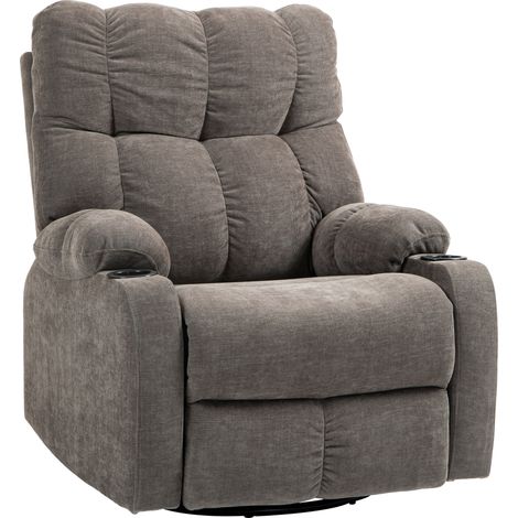 Fauteuil relax avec repose-pieds, fauteuil inclinable, pivotant, jusqu'à 150 kg, cadre en acier, 88 x 96 x 108 cm, Brun clair