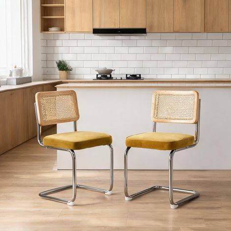Lot de 2 chaises design cannage acier chromé 59 x 47 x 81 cm (1/5)