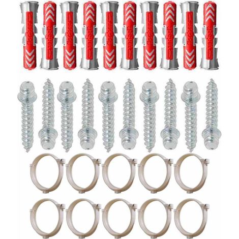 Ensemble de 10 colliers tube de descente Ø100 Sable + 10 Vis 7x40mm + 10 Chevilles Duopower 8x40mm - Arcanaute (1/5)