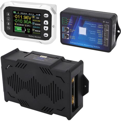 Batteriemonitor mit 2,4-Zoll-Farbdisplay, Überspannungsschutz, akustischem Alarm, Wohnmobil-Batteriemessgerät 0–120 V 600 A (1/5)