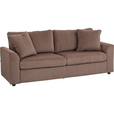 Modern 3-Seater Fabric Sofa with Spring Cushions,212cm Jumbo Cord Couch and 2 Scatter Cushions for Living Room,Bedroom,Home Office,and Coffee Areas