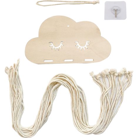 Organisateur à nuage pour barrettes avec cordon et glands, support mural décoratif pour accessoires cheveux (1/5)
