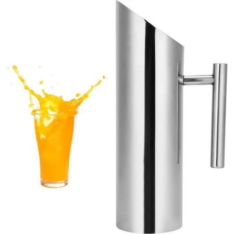 Cafetière Bouilloire à eau en acier inoxydable théière café jus Pot Drinkware pour Home Bar Restaurant (1.5L) (1/4)