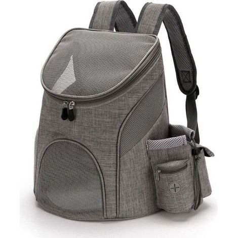 Sac à dos de transport pour animaux de compagnie avec sac à crottes, compartiment pour friandises pour chats et chiens et bouteille d'eau, sac de transport respirant pour animaux de compagnie de petit (1/4)