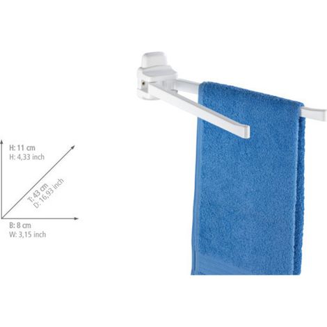 WENKO Portasciugamani da parete per bagno, con 2 barre, modello Pure, in plastica ABS, dimensioni 8x11x43 cm, colore bianco (1/5)