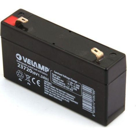 Batterie plomb rechargeable 6V 1,3Ah avec connexions Faston F1 - VELAMP - 23720
