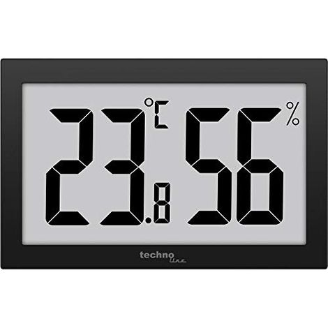 Termometro digetales – Igrometro XXL, WS9465, display molto leggibile, nero con LCD Jumbo per ufficio hotel Foyer (1/2)