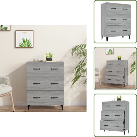 Sideboard Grau Sonoma 69,5x34x90 cm Holzwerkstoff - Schreibtisch - Wohnzimmermöbel - Sideboard - Grau - Holzmöbel (1/5)