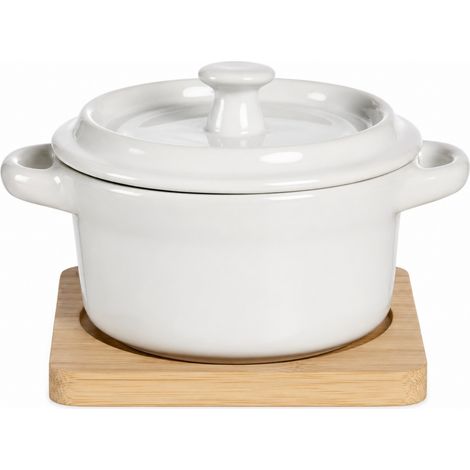 Plat à four résistant à la chaleur avec fond en bambou (1/5)