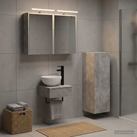 vidaXL Bathroom Cabinet Set 4 pcs Concrete Grey Engineered Wood (1/5)