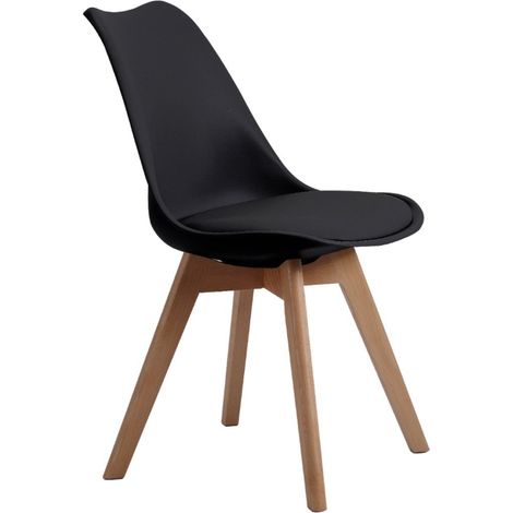 Home Heavenly®- Pack 4 sillas comedor TULIPA, diseño nórdico con Asiento Acolchado  Color: Negro (1/5)