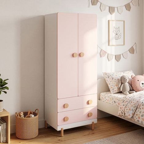 Kinderkleiderschrank Vaarentaa 156x60x41 cm Weiß/Cotton Candy [en.casa] (1/5)