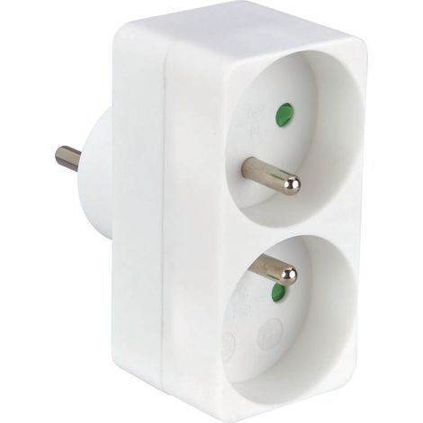 Fiche multiprise - Biplite - Dhome - 2 x 2P+T - 16 A - Blanc (1/4)