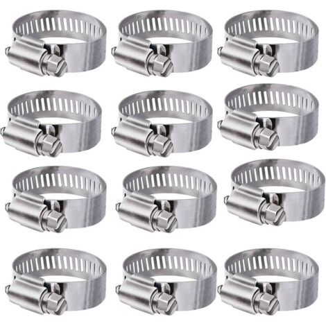 Collier de Serrage 304 Collier INOX Ajustable en Acier Inoxydable Tuyau Pinces Clips Fixationpour Famille Tuyau d'eau,réservoir de gaz,Tube d'automobiles (16-25mm) GROOFOO