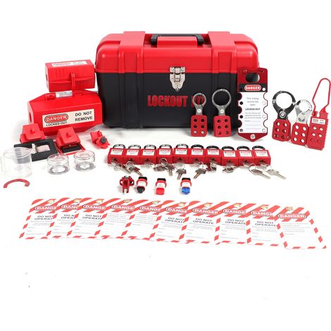 Kit de verrouillage et d'étiquetage, loquets de groupe, pince universelle sur disjoncteur, ensemble de cadenas de sécurité Loto avec boîte à outils pour l'industrie