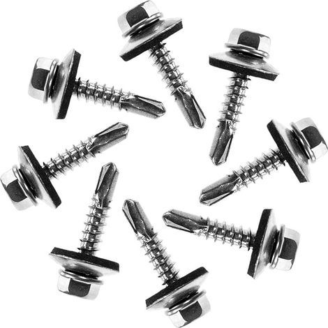 VIS AUTOFOREUSE METAL M5 PACK 50 5,5 x 20 mm Vis tole auto foreuse de acier à tete hexagonale avec rondelle d'étanchéité pour plus fixation Vis Autoperceuse pour metal (1/3)